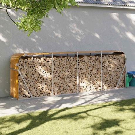 Vidaxx stockage de bois de chauffage 300x45x100 cm acier galvanisé marron clair
