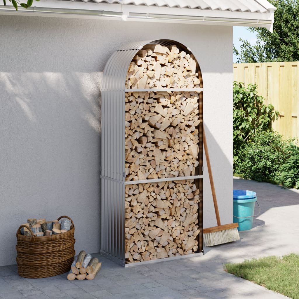Vidaxx stockage de bois de chauffage 80x45x190 cm en acier galvanisé couleur argent