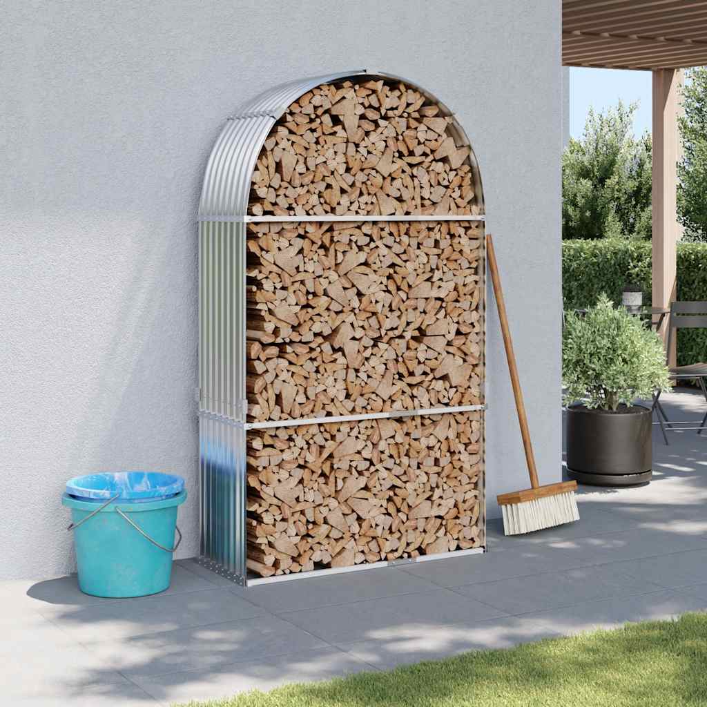 Vidaxx stockage de bois de chauffage 120x45x210 cm acier galvanisé couleur argent