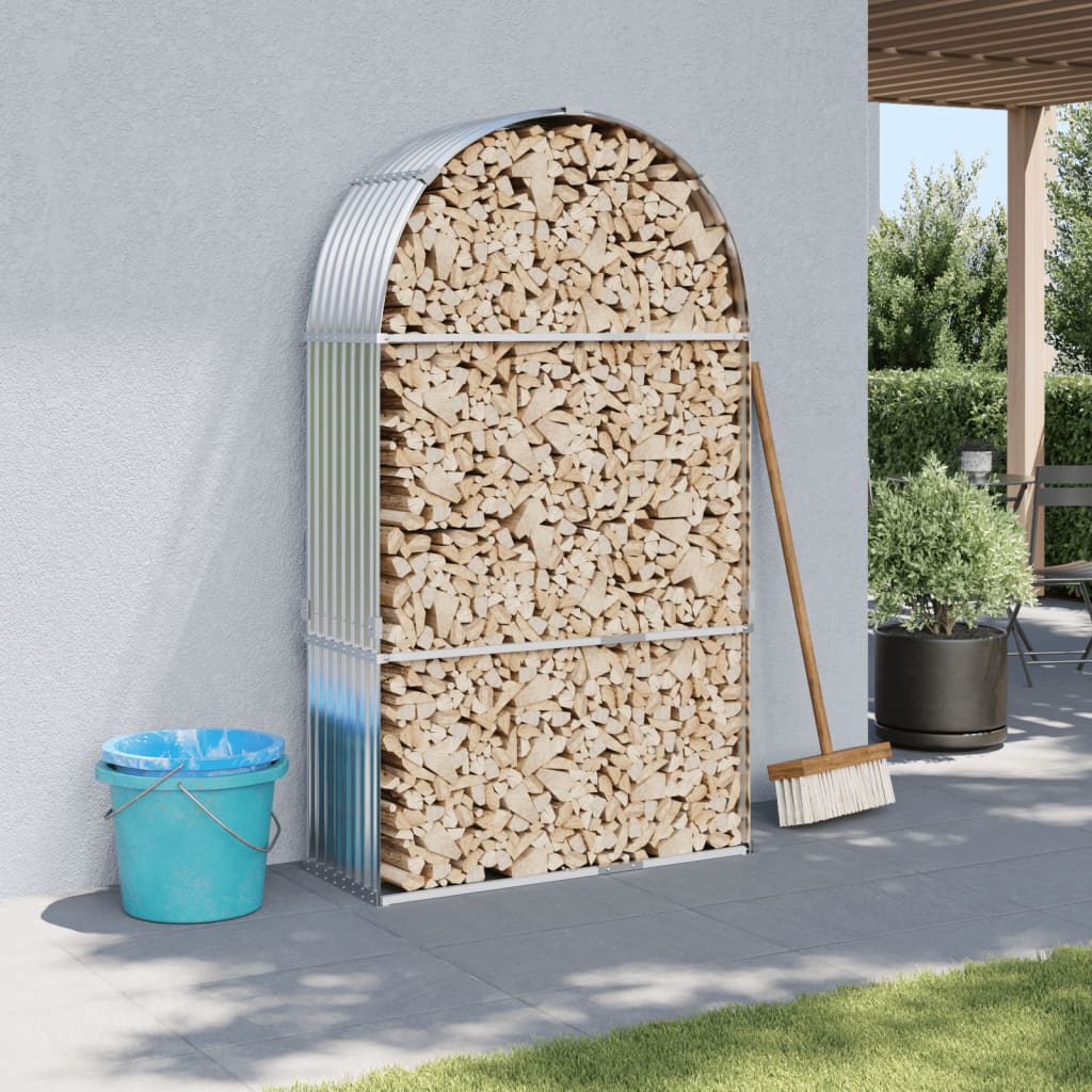 VIDAXL Firewood Storage 120x45x210 cm Colore in argento in acciaio zincato