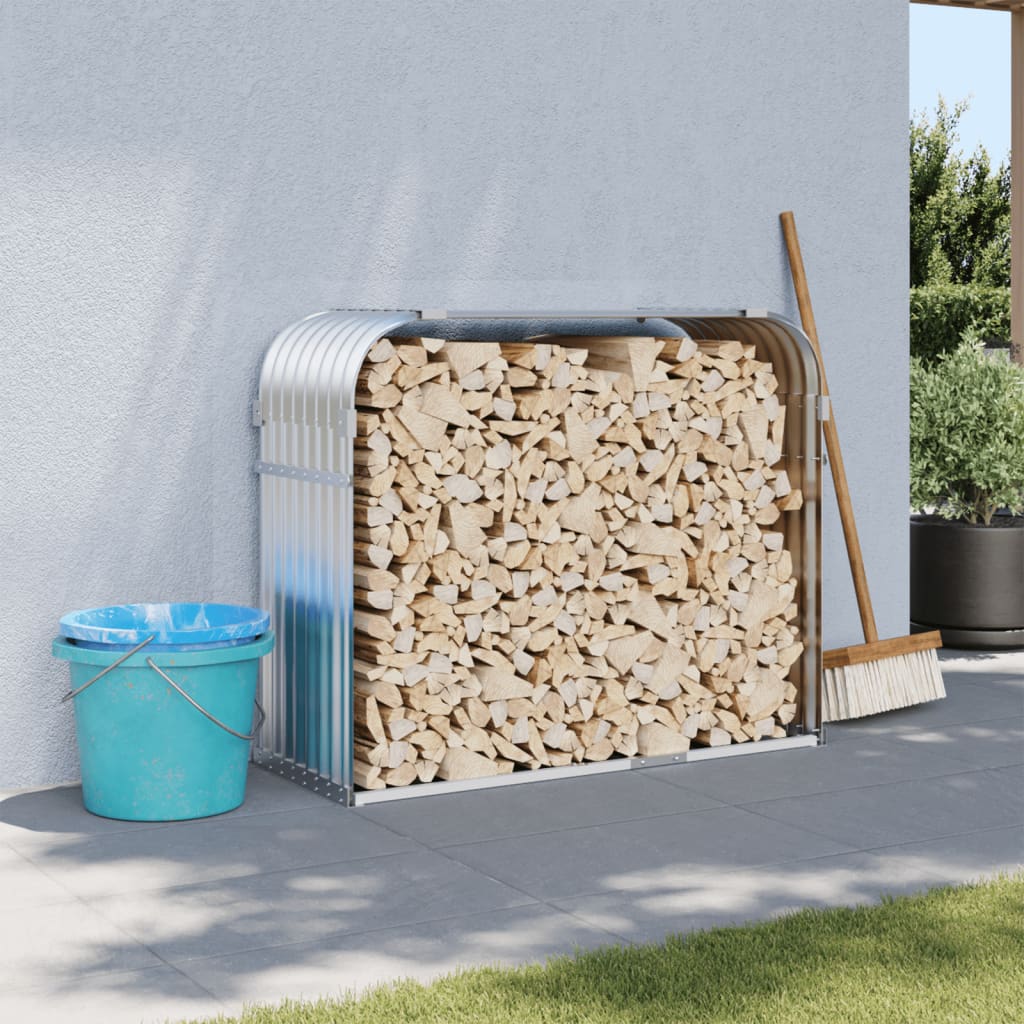 Vidaxl Firewood Storage 120x45x100 cm Colore in argento in acciaio zincato