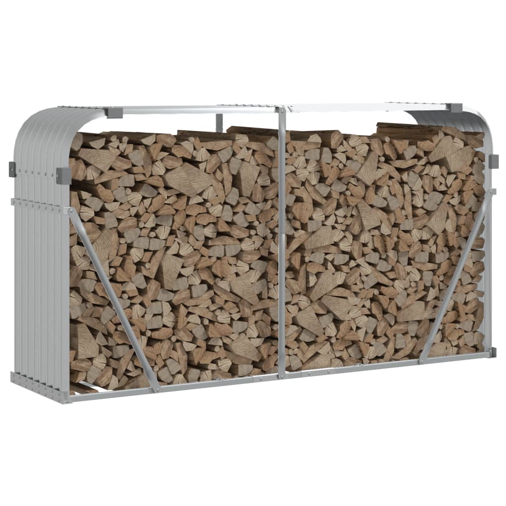 VIDAXL Firewood Storage 180x45x100 cm Colore in acciaio zincato