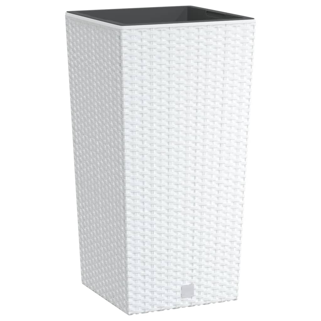 VidaXL Jardinière avec plateau amovible aspect rotin 11 26,5 L PP blanc
