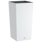 VidaXL Jardinière avec plateau amovible aspect rotin 11 26,5 L PP blanc