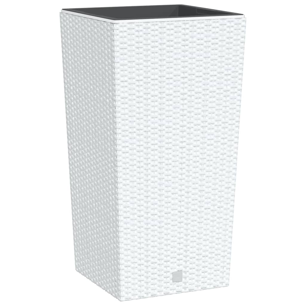 VidaXL Jardinière avec plateau amovible aspect rotin 21 49 L PP blanc