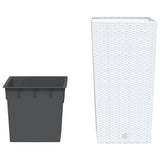VidaXL Jardinière avec plateau amovible aspect rotin 21 49 L PP blanc