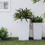 VidaXL Jardinière avec plateau amovible aspect rotin 21 49 L PP blanc