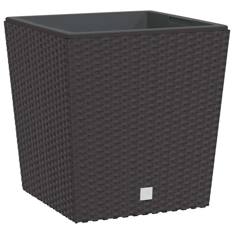 Vidaxxl jardinière avec plateau amovible aspect rotin 21 32 l pp marron