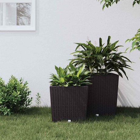 Vidaxxl jardinière avec plateau amovible aspect rotin 21 32 l pp marron