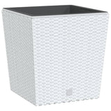 Vidaxxl jardinière avec plateau amovible aspect rotin 21 32 l pp blanc