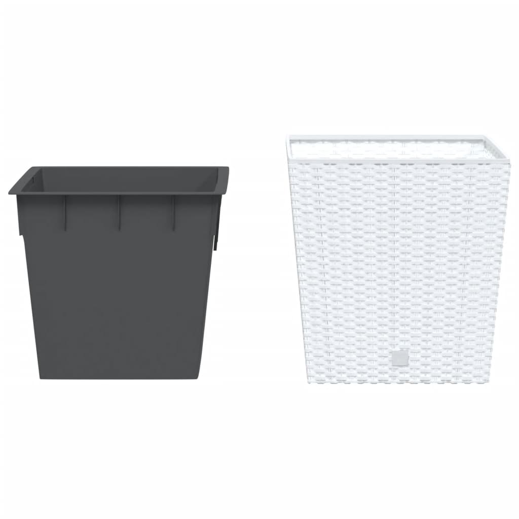 Vidaxxl jardinière avec plateau amovible aspect rotin 21 32 l pp blanc