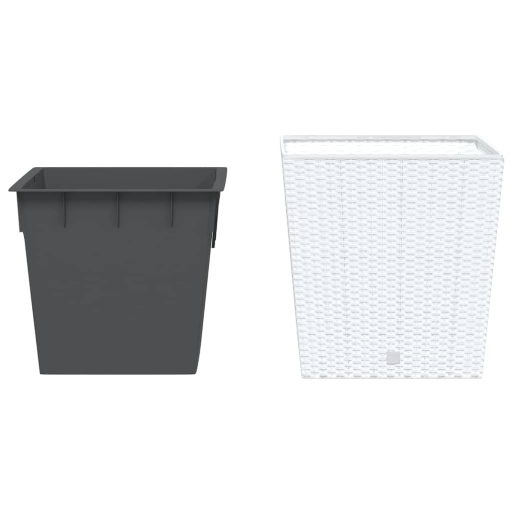 Vidaxxl jardinière avec plateau amovible aspect rotin 37 64 l pp blanc