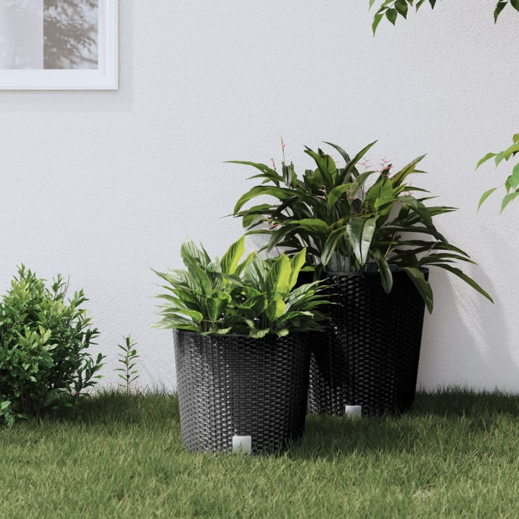 Vidaxl jardinière bac amovible aspect rotin 15 15,3 l pp anthracite