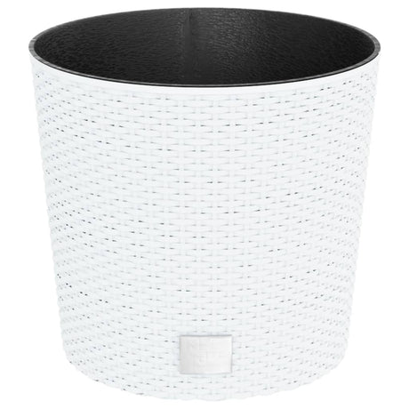 Vidaxxl jardinière avec plateau amovible aspect rotin 15 15,3 l pp blanc