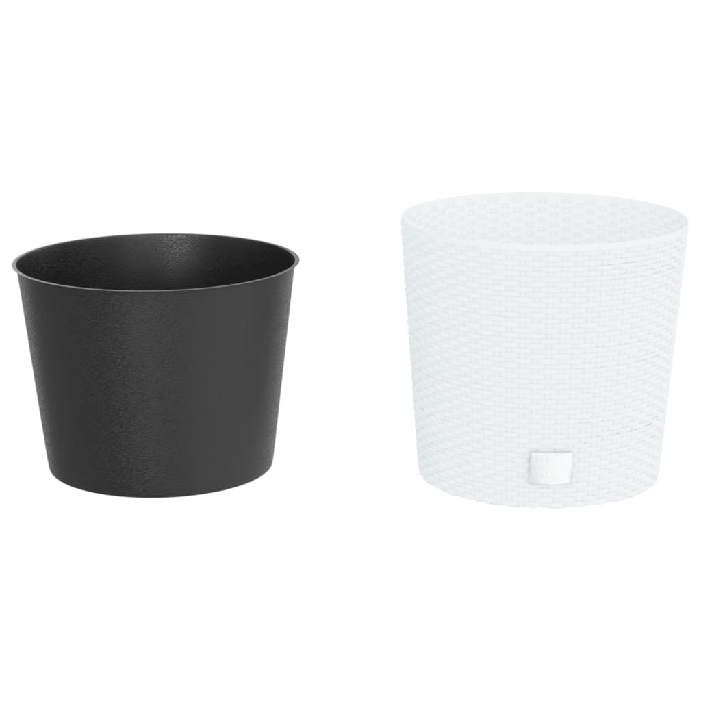 Vidaxxl jardinière avec plateau amovible aspect rotin 15 15,3 l pp blanc