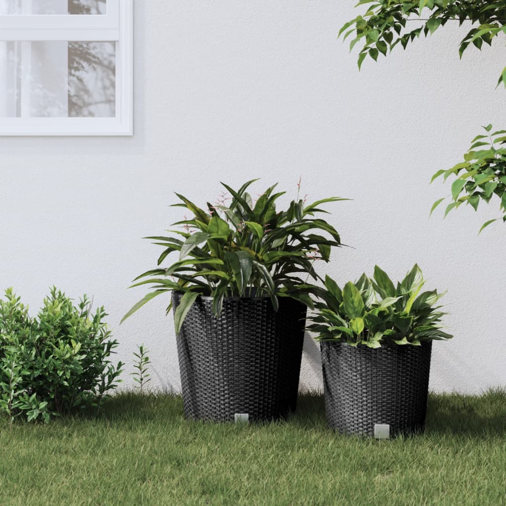 Vidaxl jardinière bac amovible aspect rotin 35 37,5 l pp anthracite