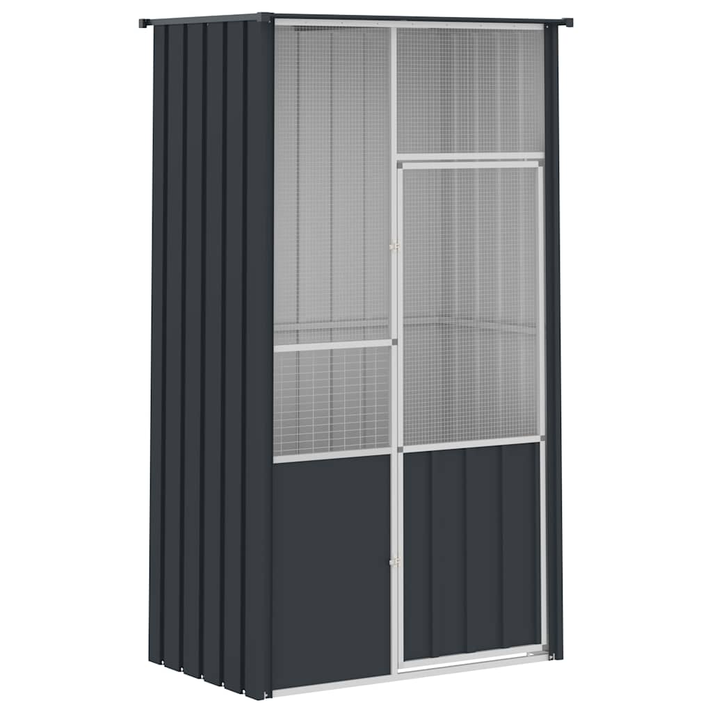 Cage à oiseaux Vidaxxl 115x78x200 cm en acier galvanisé couleur anthracite