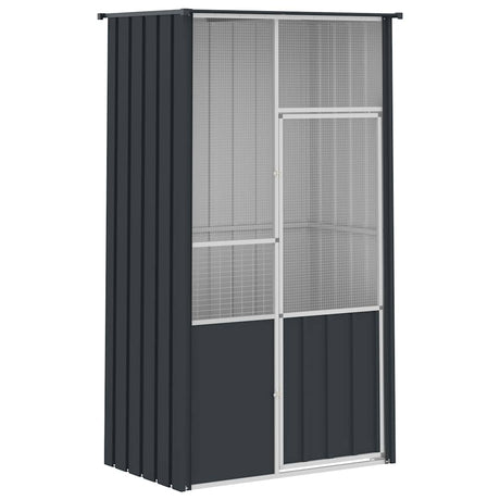 Cage à oiseaux Vidaxxl 115x78x200 cm en acier galvanisé couleur anthracite