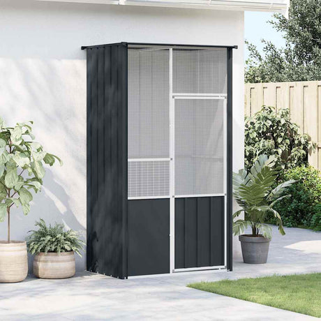 Cage à oiseaux Vidaxxl 115x78x200 cm en acier galvanisé couleur anthracite