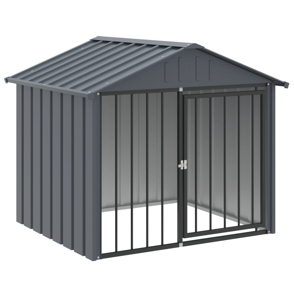 Vidaxl dog loft with roof 117x103x102 cm galvanized steel black