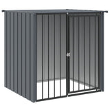 Vidaxl Dog Loft avec toit 110x103x109 cm en acier galvanisé noir