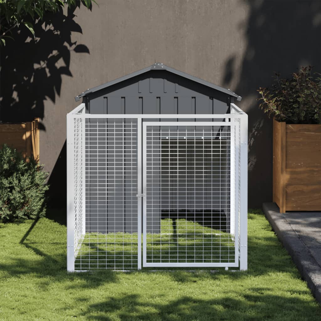 Vidaxl dog loft with roof 117x201x123 cm galvanized steel anthracite