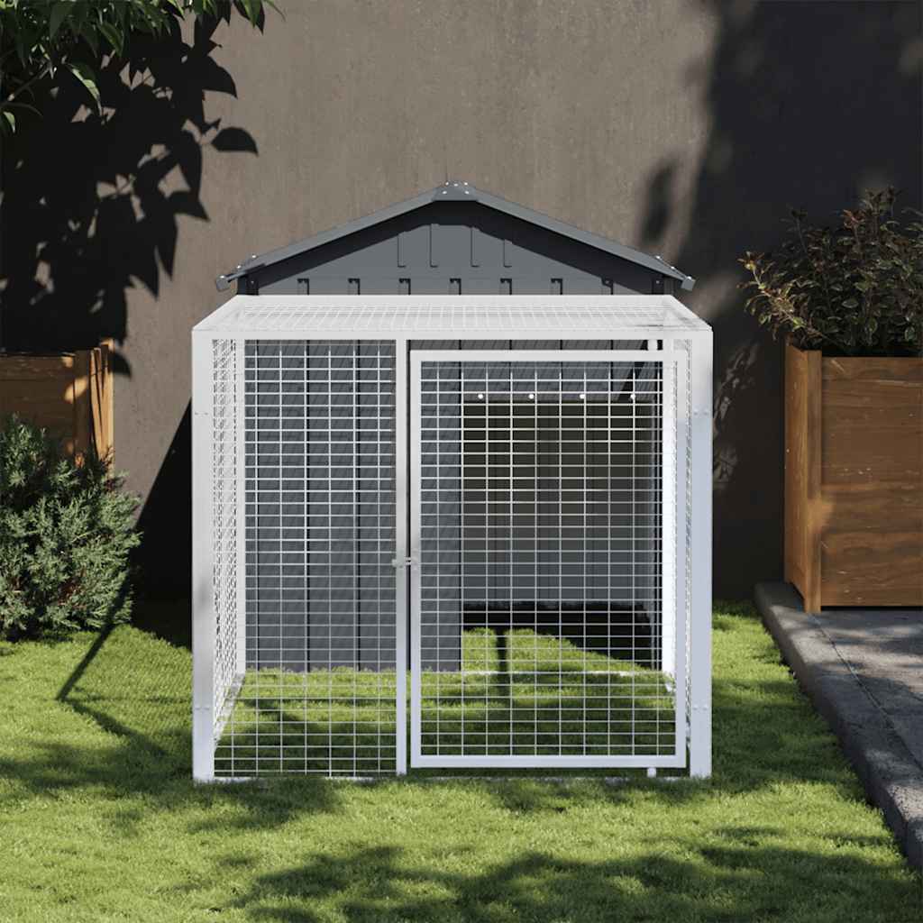 Poulailler Vidaxx avec enclos 117x201x123 cm acier galvanisé anthracite