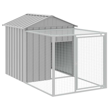 Poulailler Vidaxx avec enclos 117x201x123 cm acier galvanisé gris