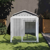 Poulailler Vidaxx avec enclos 117x201x123 cm acier galvanisé gris