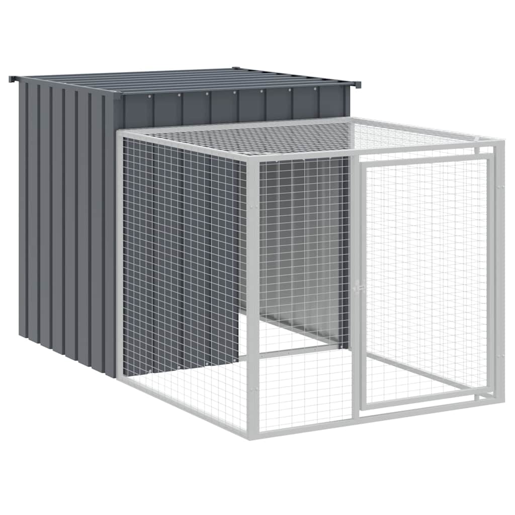 Poulailler Vidaxx avec enclos 110x201x110 cm acier galvanisé anthracite