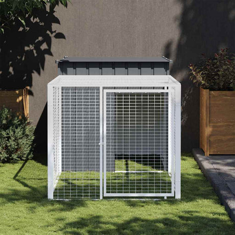 Poulailler Vidaxx avec enclos 110x201x110 cm acier galvanisé anthracite