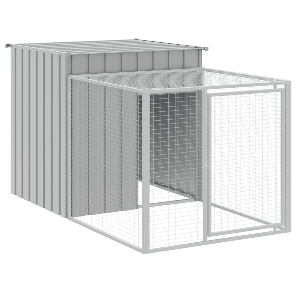 Vidaxl Chicken Coop mit Lauf 110x201x110 cm verzinkter Stahl grau