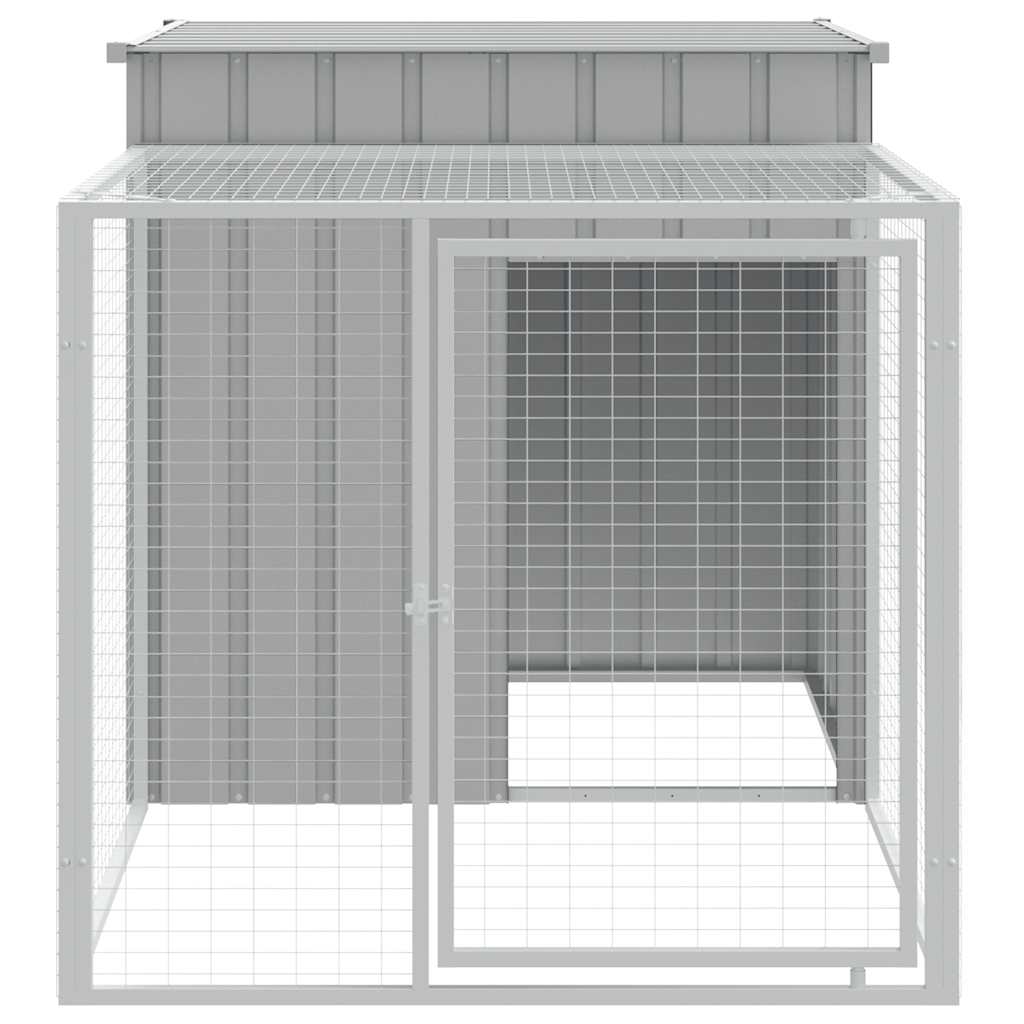 Poulailler Vidaxx avec enclos 110x201x110 cm acier galvanisé gris