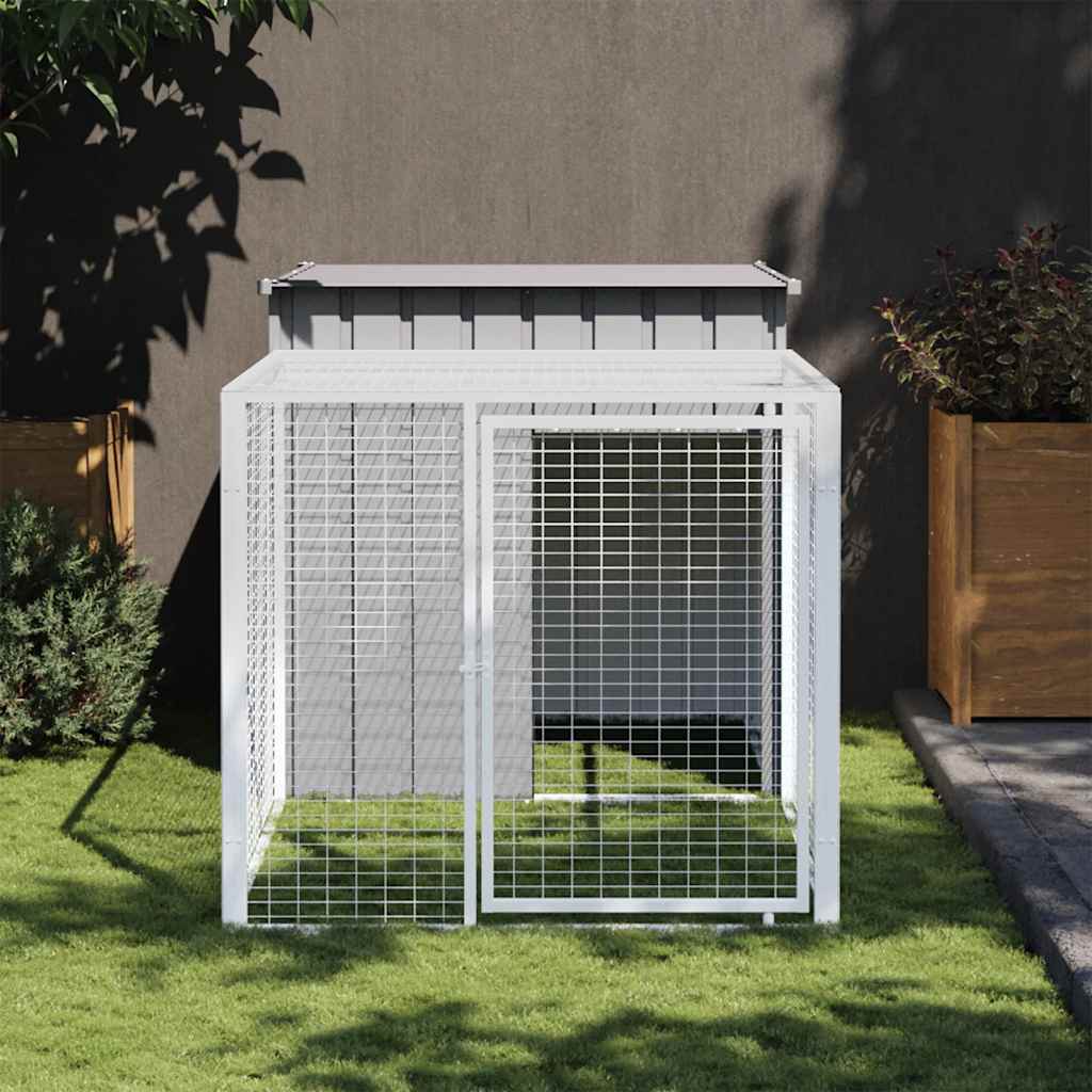 Vidaxl Chicken Coop mit Lauf 110x201x110 cm verzinkter Stahl grau