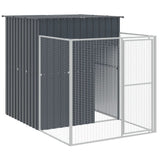 Vidaxl dog loft with run 165x251x181 cm galvanized steel anthracite