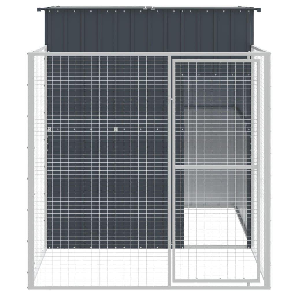 Vidaxl dog loft with run 165x251x181 cm galvanized steel anthracite