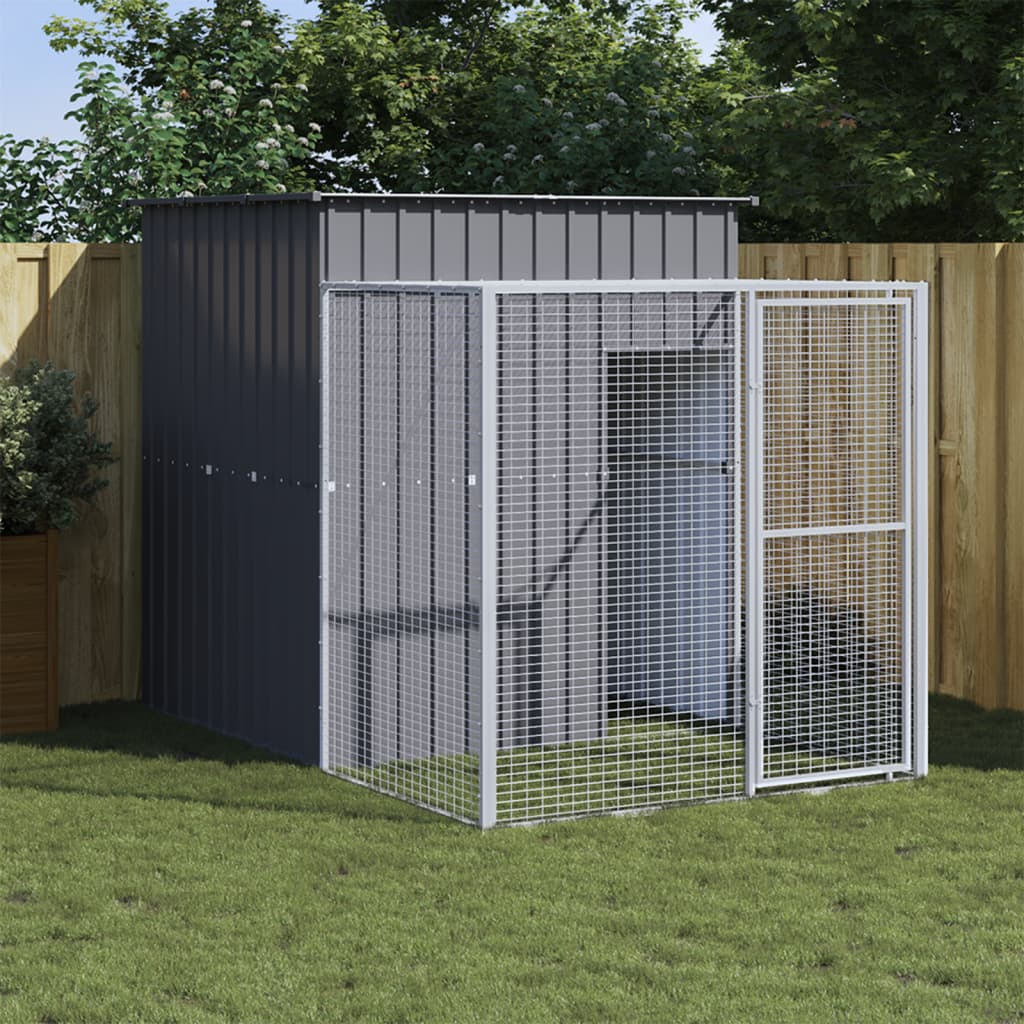 VidaXL Poulailler avec enclos 165x251x181 cm Acier Galvanisé Anthracite