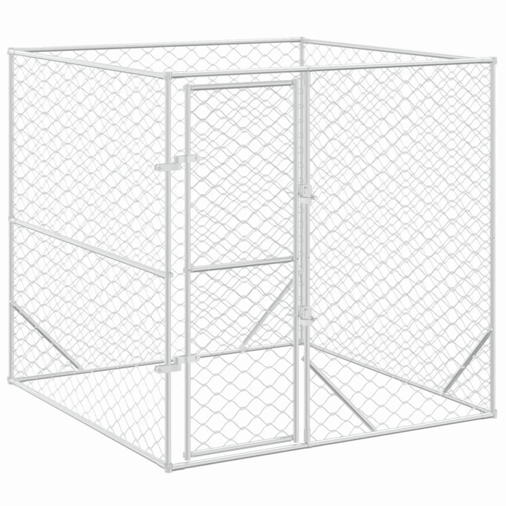 Vidaxl dog kennel for outside 2x2x2 m galvanized steel silver