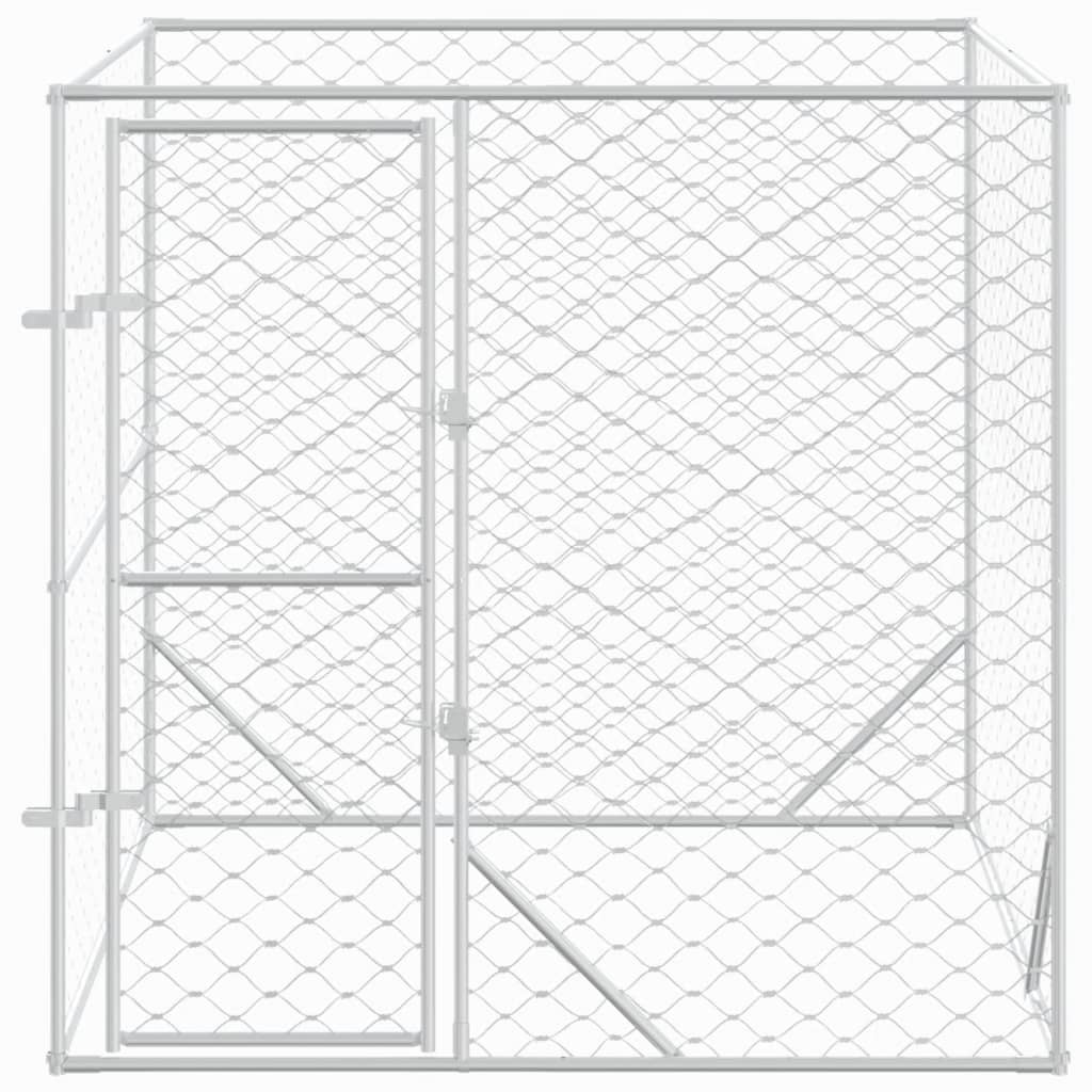 Vidaxl dog kennel for outside 2x2x2 m galvanized steel silver