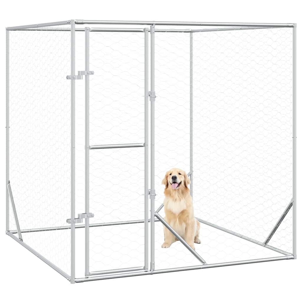 Vidaxxl chenil d'extérieur pour chien 2x2x2 m acier galvanisé argent