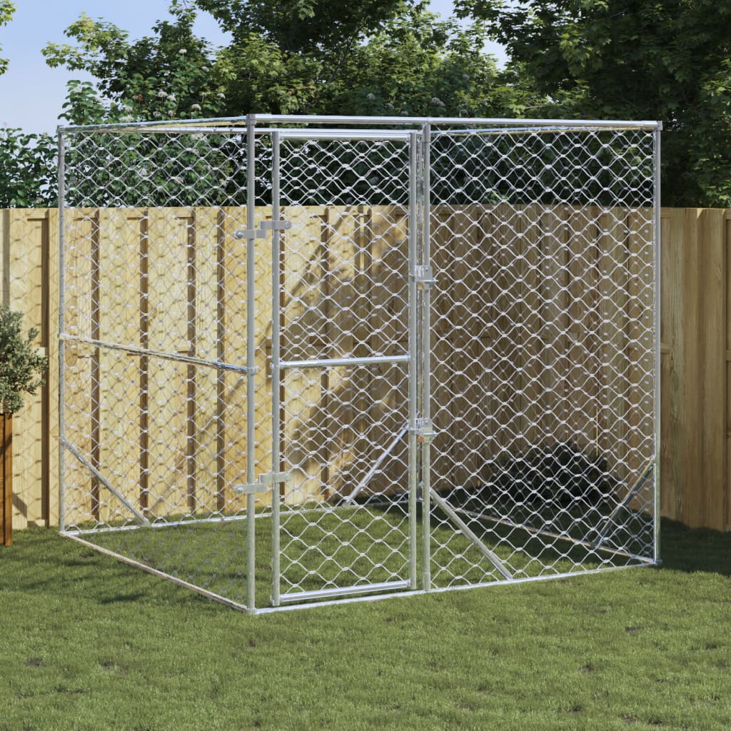 Vidaxl dog kennel for outside 2x2x2 m galvanized steel silver