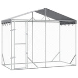 VidaXL Chenil pour chien avec toit 3x1,5x2,5 m en acier galvanisé argent