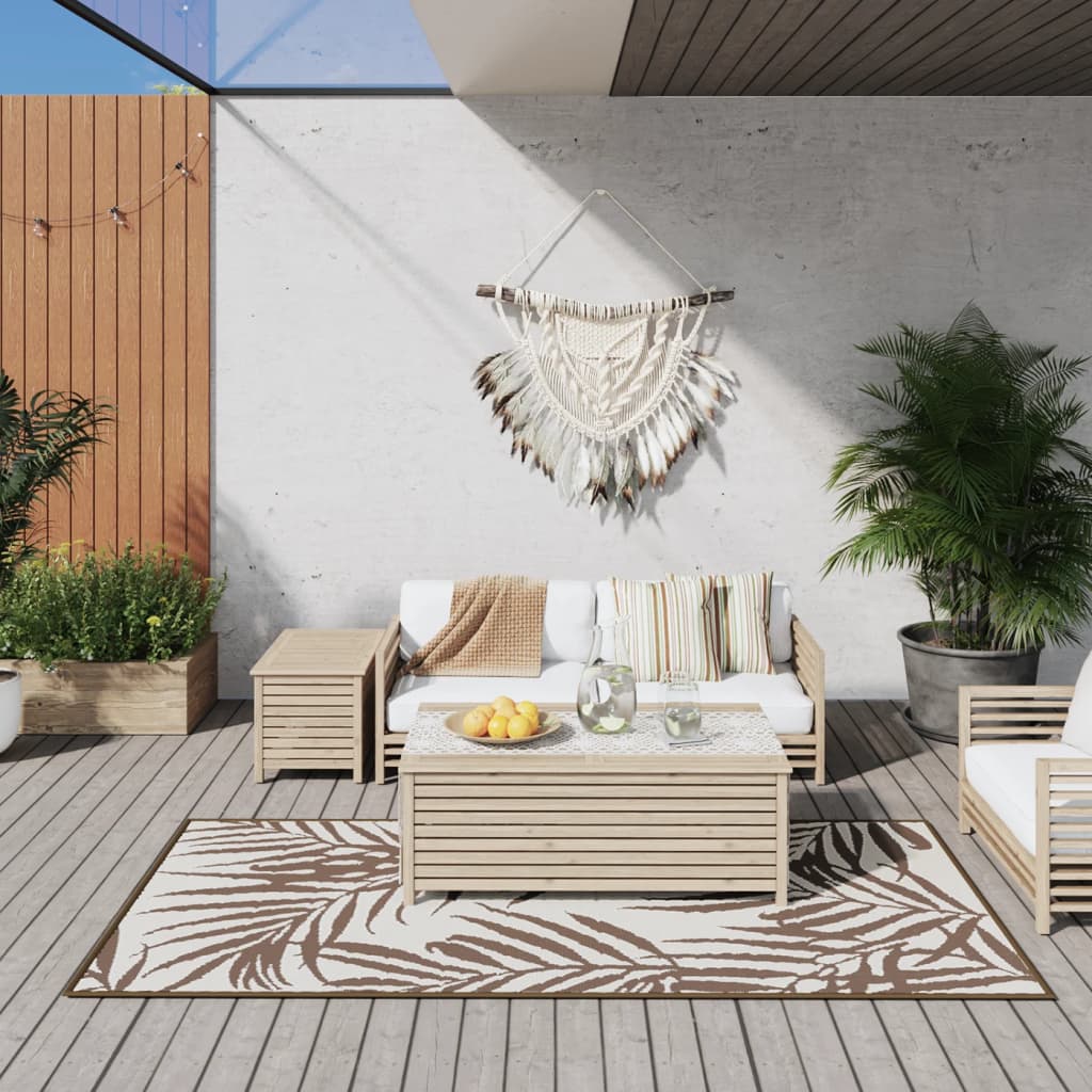 Vidaxx tapis d'extérieur réversible 100x200 cm marron et blanc