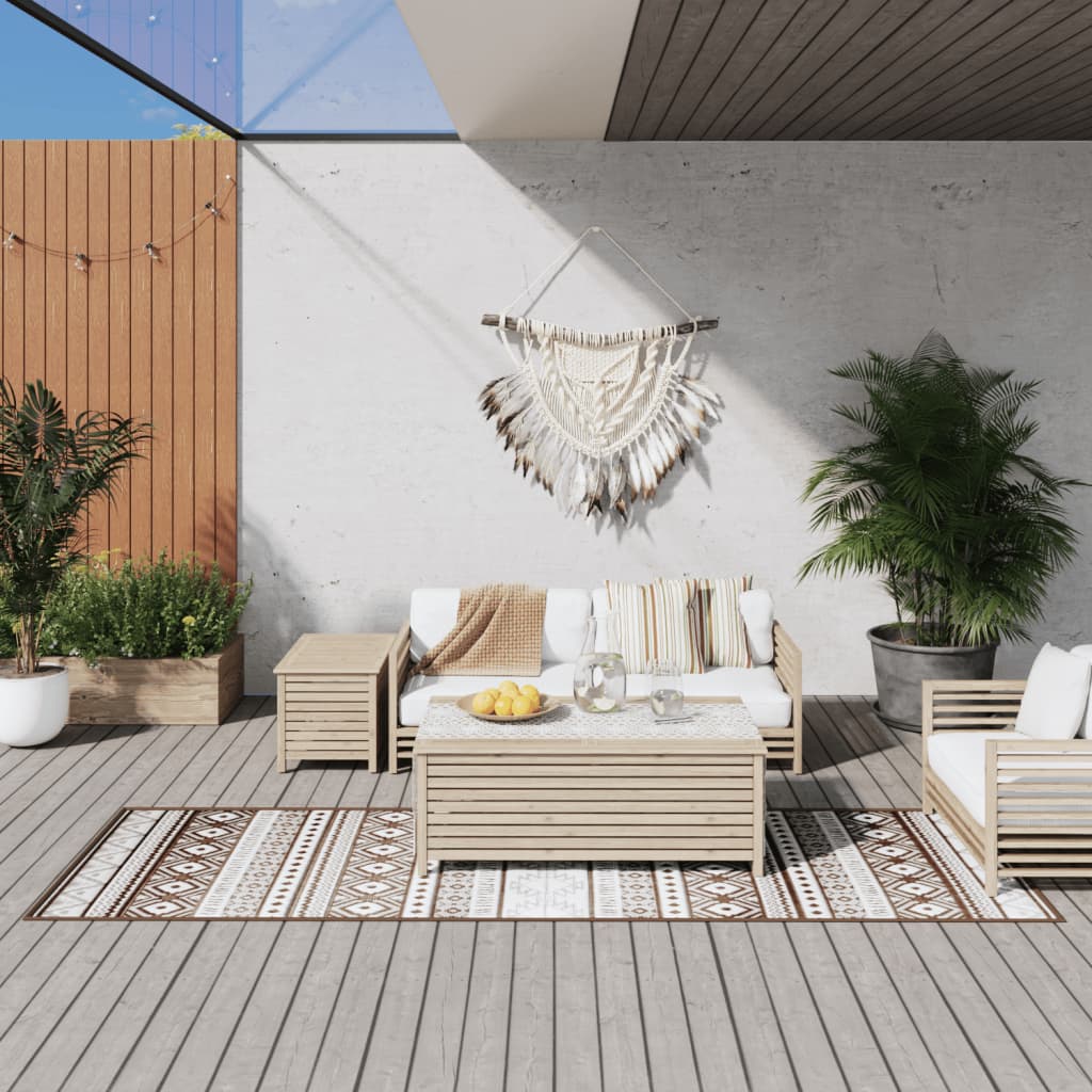 Vidaxx tapis d'extérieur réversible 80x250 cm marron et blanc