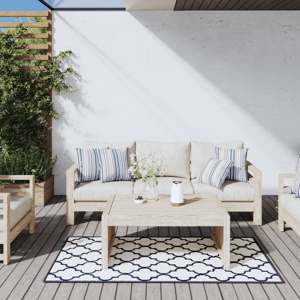 Vidaxx tapis d'extérieur réversible 80x150 cm bleu marine et blanc