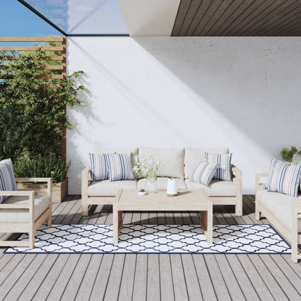 Vidaxx tapis d'extérieur réversible 80x250 cm bleu marine et blanc