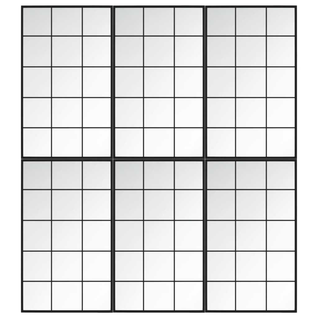 VidaXL Wandspiegels 6 st 100x60 cm metaal zwart