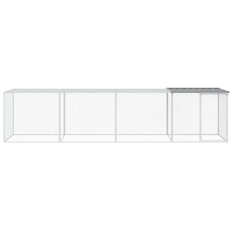 VidaXL Poulailler avec Toit 403x98x90 cm Acier Galvanisé Gris Clair