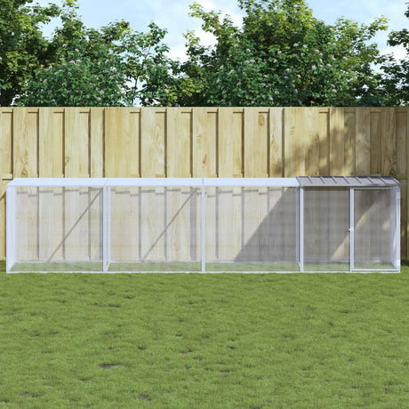 VidaXL Poulailler avec Toit 403x98x90 cm Acier Galvanisé Gris Clair