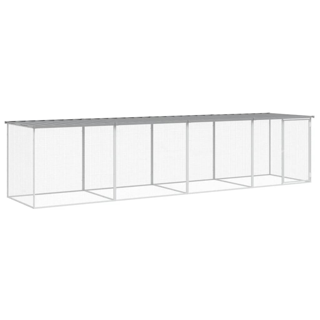 VidaXL Poulailler avec Toit 403x98x90 cm Acier Galvanisé Gris Clair